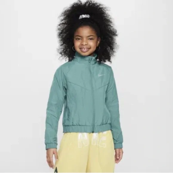 Nike Girls Teal Windbreaker Jacket w/ Mesh Lining & Back Swoosh – Youth M - Picture 11 of 14
